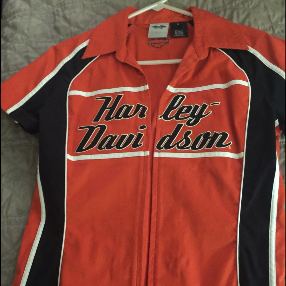 Harley Davidson Stretch Front Zip Shirts